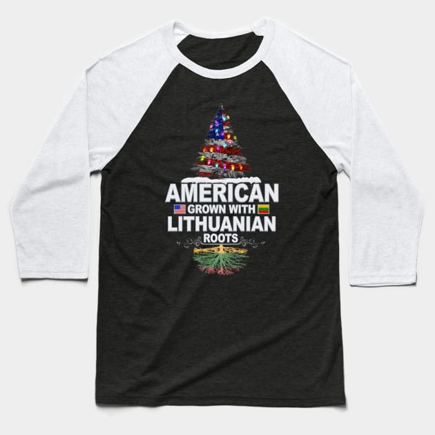 Christmas Tree  American Grown With Lithuanian Roots - Gift for Lithuanian From Lithuania Baseball T-Shirt by Country Flags